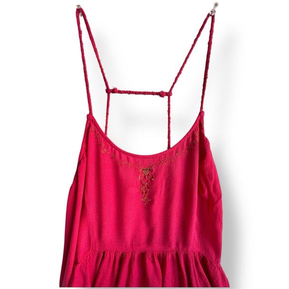 Free People Intimately Meadows Of Medallion Flowy BohoSlip Dress In Tango Pink S - Picture 3 of 9